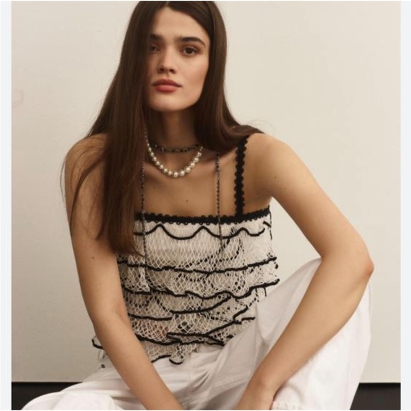 Anthropologie Crochet Ruffle Cami NWT Size Small - Picture 3 of 12